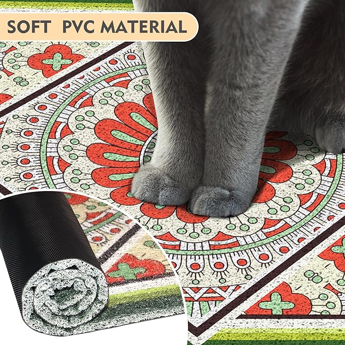 Jumbo Cat Litter Mat Catcher 35"x24" | Ultra-Absorbent Litter Box Rug with PVC Mesh | Non-Slip Cat Rug for litter box, Washable Kitty Litter Mat For Indoor,Garden