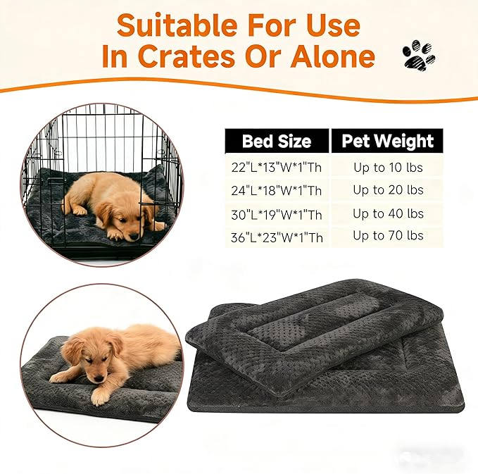 Dog Bed Pet Bed Mat 24" x 18" Plush Breathable Washable Dark Gray Dog Sleeping Mat