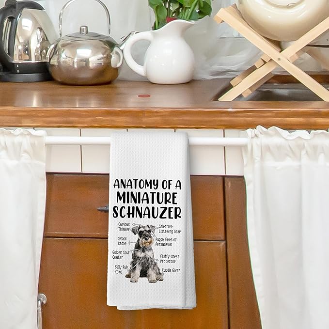Funny Schnauzer Kitchen Dish Towels, Schnauzer Gifts for Women, Funny Dog Bathroom Decor, Gifts for Dog Mom Dad Lovers Hand Towels Kitchen Tea Towel Decorations, 16x24inch