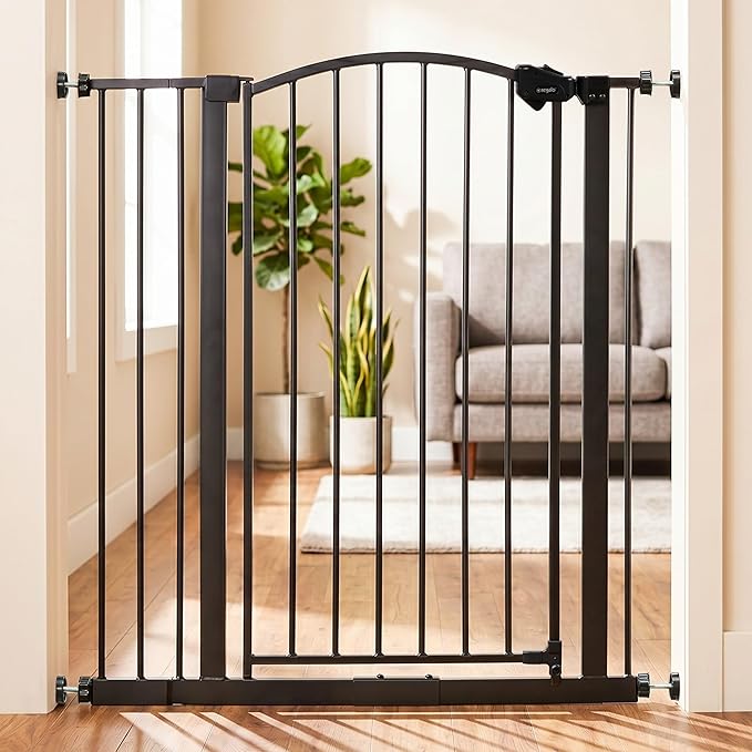 Regalo 36" Extra Tall Home Accent Arch Baby Gate for Doorways & Bottom of Stairs, Pressure Mount for Babies, Toddlers & Pets, Ages 6-24 Months, Tested & Safe, White