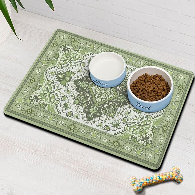 Pet Feeding Mat for Floors Waterproof Dog Mat for Food and Water Absorbent Quick Dry Non Slip mat for Cat Bowls