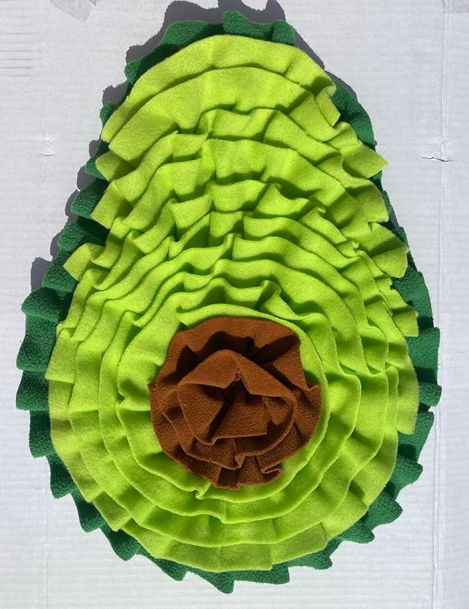 A Pair of Avocado Style Washable Anti Slip,Green Tough Feeding mat for Dogs, Pets Food Puzzles, pet Sniffing Foraging Snuffle mat