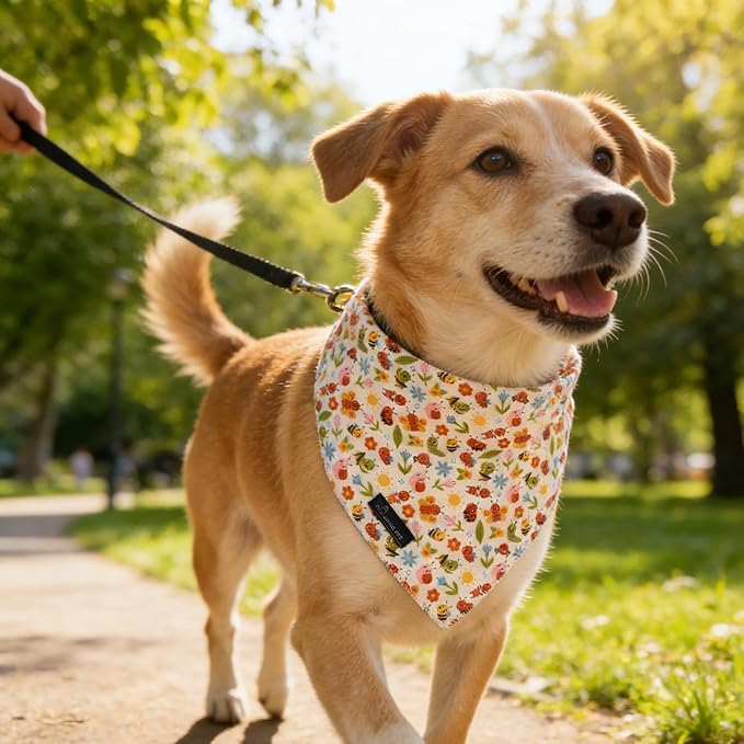ARING PET Spring Summer Dog Bandanas, Cute Insects Bee Ant Snail Pet Bandana Scarf Triangle Bibs for Puppy Small Medium Large Boy Girl Dogs Cats-L