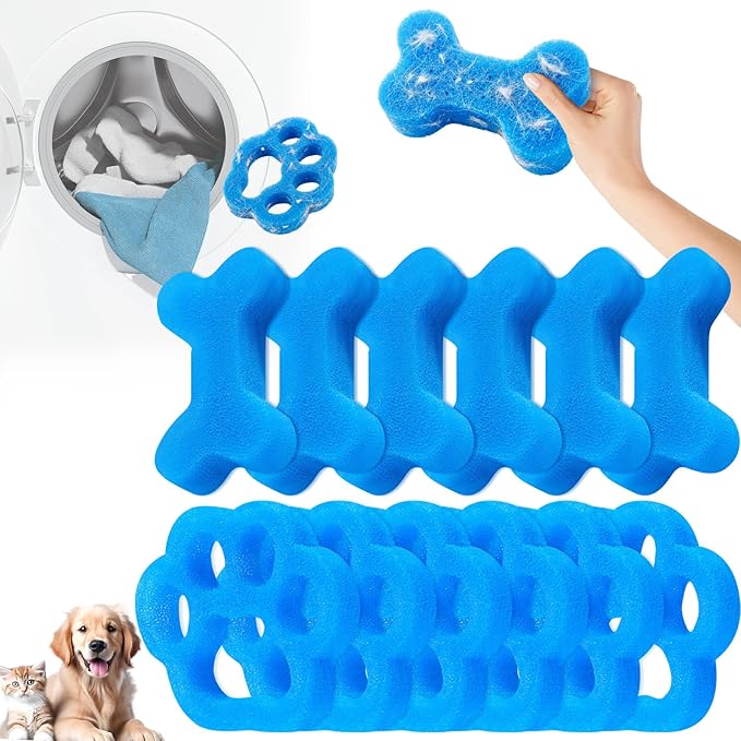 LemonRoad 12 Pcs Pet Hair Remover for Laundry Reusable Laundry Pet Hair Catcher Dog Cat Lint and Fur Remover Washing Machine and Dryer Fur Catcher for Clothes Bedding, Safe and Durable for All Fabrics