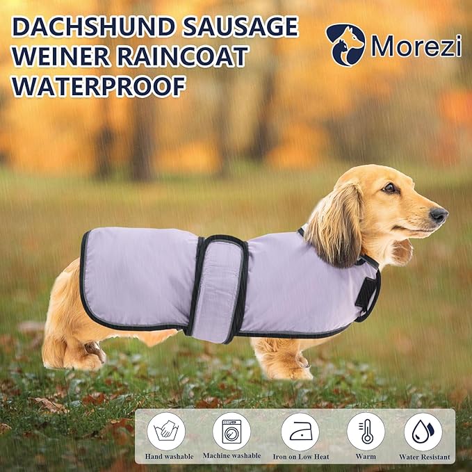 Dachshund Raincoat Corgi Raincoat Dogs Waterproof fit for Dachshunds Weiner Long Back Breeds with Reflective Stripe Great Coverage in Autumn Winter Purple XS