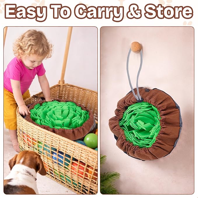 Snuffle Mat for Dogs | Travel-Friendly & Durable Dog Sniff Mat | Encourages Foraging, Mental Stimulation, Slow Eating | Interactive Dog Activity Mat for Puppies & Adult Dogs (Green)
