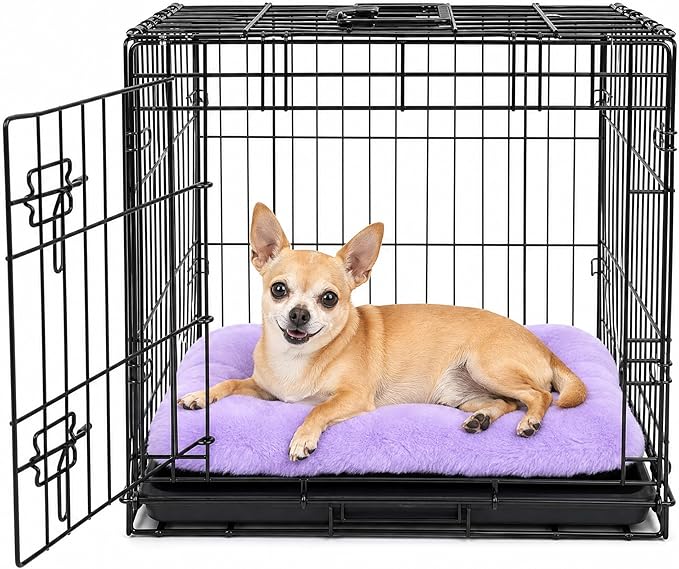 Dog Crate Bed 18x12 for Small Dogs,Washable Puppy Crate Mat with Non Slip Bottom,Soft Dog Crate Pad,Purple