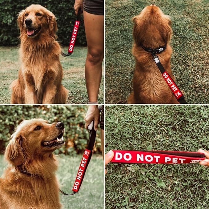 Tuff Pupper Waterproof Leash Sleeve | Fits Any Standard Size 1 Inch Wide Leash | Dual Sided Message | Durable Neoprene & Silicone | Odor & Stink Proof | Easy Secure On & Off (2 Pack, Do Not Pet)
