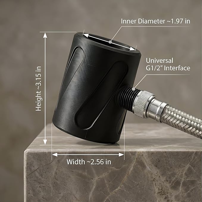"Lil' Bro" 360 Handheld Detailer - The Ultimate Undercarriage Power Washer for Men & Pets - 360° Inward Vortex Hygiene Wand - Fits Standard Shower Hoses (Black, Small)