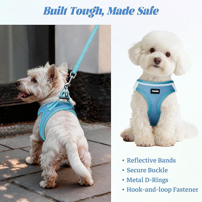 YIMEIS Dog Harness and Leash Set, No Pull Soft Mesh Pet Harness, Reflective Adjustable Puppy Vest for Small Medium Large Dogs, Cats (Sky Blue, Small (Pack of 1)
