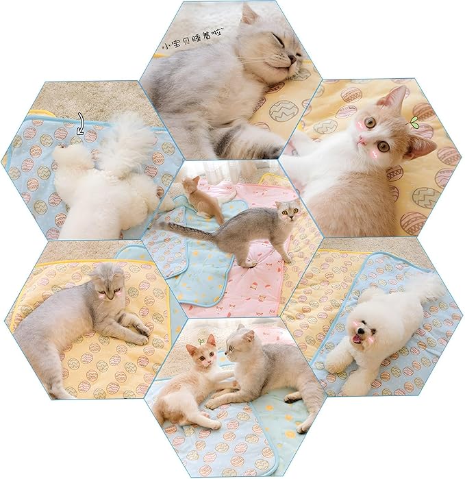 NACOCO Pet Cooling Mat Cat Dog Cushion Pad Summer Cool Down Comfortable Soft for Pets and Adults (L, Yellow)