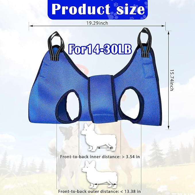 Dog Grooming Hammock Harness, with Elastic Leg Openings for a Flexible Fit, Dog Sling for Nail Trimming, Small Dogs Restraint Hanging Hanger Holder for Clipping Nails (Blue)
