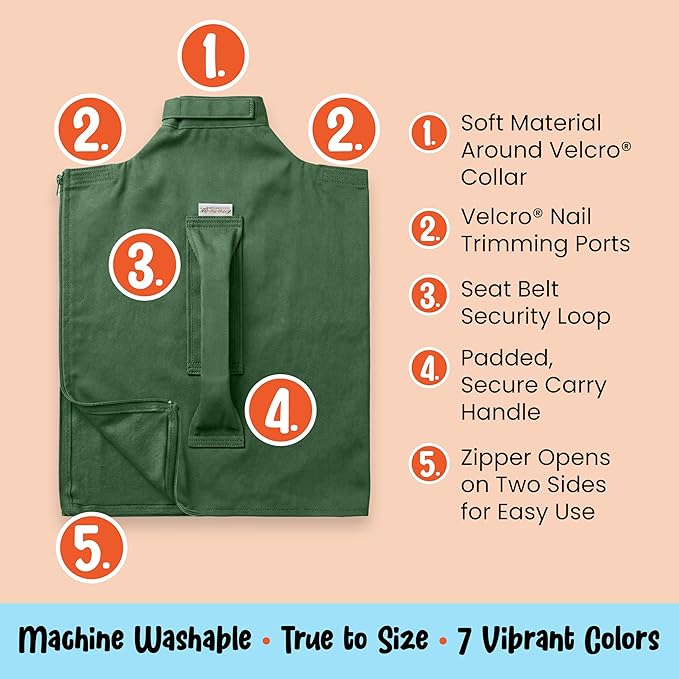 Cat-in-the-Bag Cozy Comfort Carrier - Extra Large Green Pet Carrier and Cat Carrier Soft for Cutting Nails, Vet Visits, Medication Administration, Dental Care, & Travel