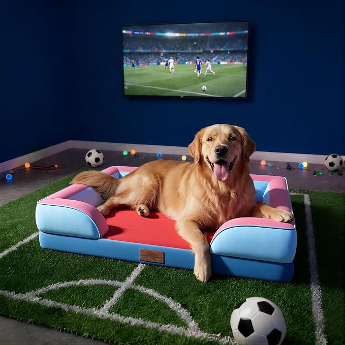 Comfort Expression Orthopedic Dog Bed for Extra Large Dogs 45x35 Inch, Waterproof Egg Crate Foam XL Pet Bed with Bolsters, Dog Couch with Washable Cover & Non-Slip Bottom, Atlanta