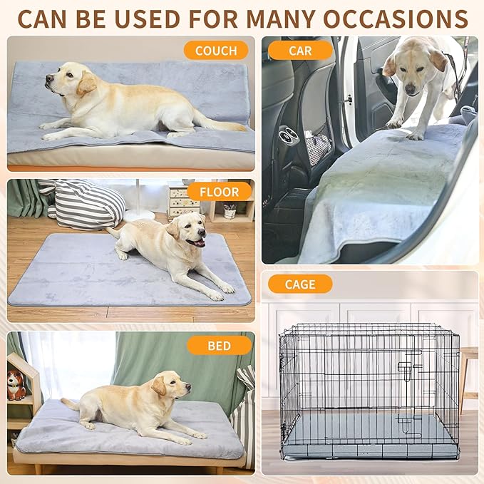 Homimp Self Warming reusable dog training pads,Non-Slip Washable Pee Pads for Dogs, Fast Absorbent Pet Whelping Pads, Ideal for Puppy Senior Dog Whelping, Incontinence, Housebreak, Crate,48x28in, Gray