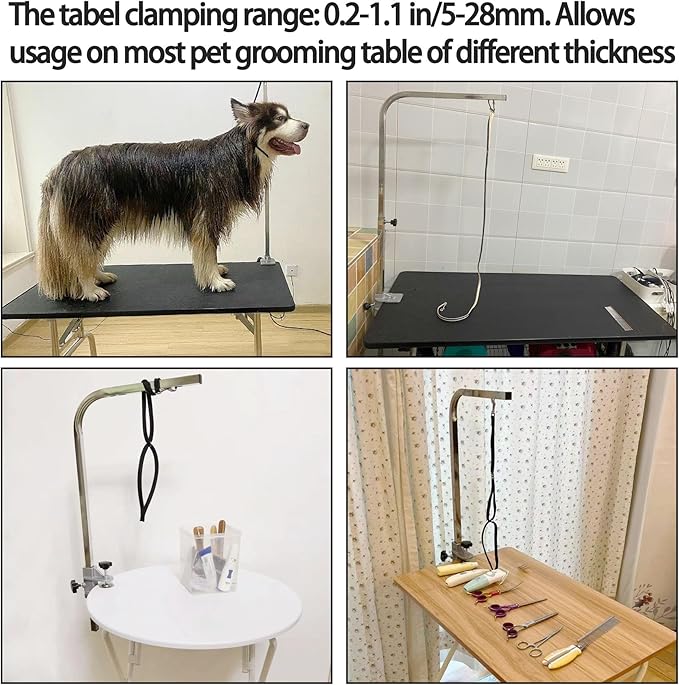 Pet Grooming Table Arms Clamp Metal, Heavy Duty Aluminium Alloy Dog Cat Hair Cut Holder Accessories Fixture Fixation (Inner Dia 22 * 22mm)