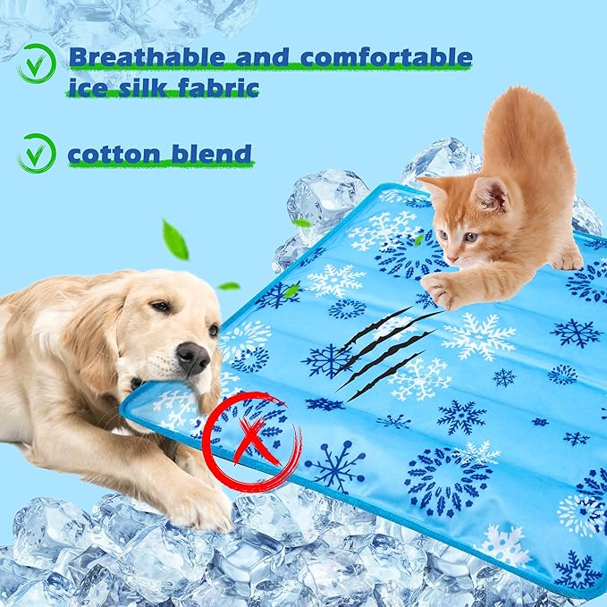 Dog Cooling Mat, Pet Washable Non-Toxic Summer Dogs Cats Cooling Pads Sleeping Kennel Mats Cool Ice Blanket for Indoor & Outdoor Dog Beach Essentials Gray 17.8 * 17.8IN