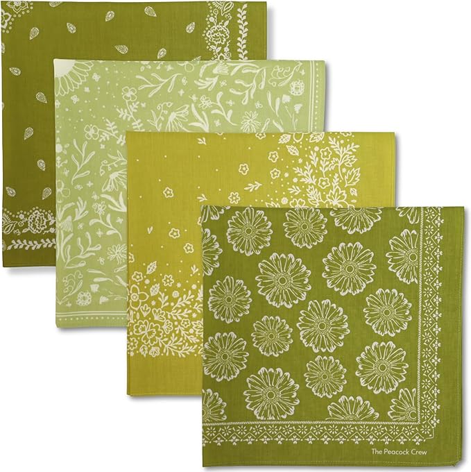The Peacock Crew Premium Soft Cotton Bandanas Pack for Men and Women Paisley 22 x 22 inches