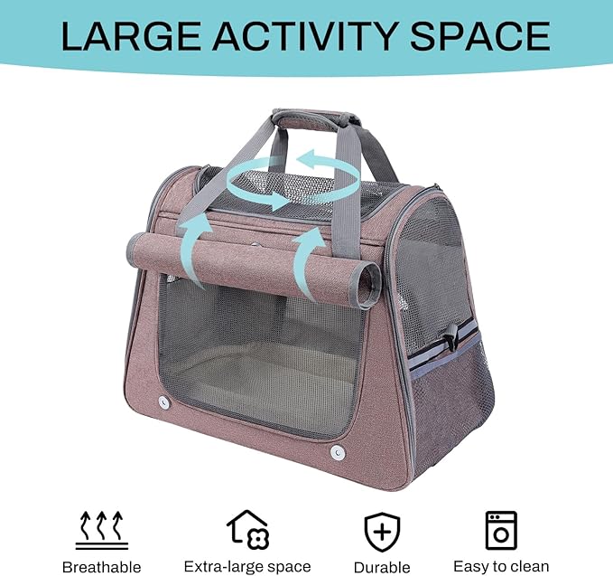 Airline Approved Soft-Sided Pet Carrier for Cats & Small Dogs - Ventilated Travel Bag with Removable Mat, Under 15 lbs, Red