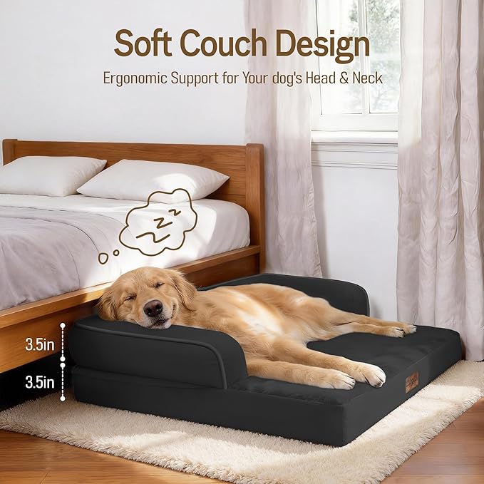 Comfort Expression Memory Foam Extra Large Dog Bed - Jumbo Large Dog Bed for Big Size Dog Waterproof Pet Couch Memory Foam Sofa Bolster with Removable Cover - 45 x 35