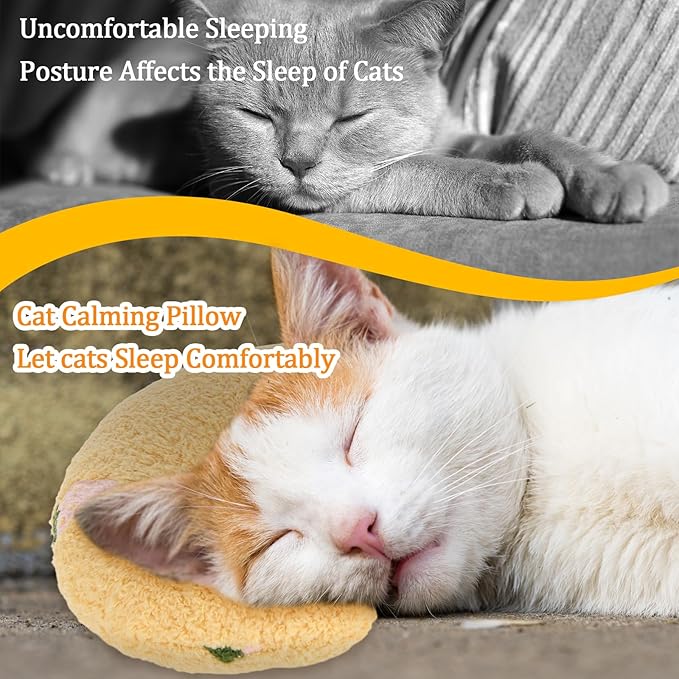Novabright 2 Pcs Pillow for Cats Little Cat Calming Pillow for Pets Indoor Soft Fluffy Pet Calming Toy Half Donut C Shaped Pet Neck Pillows for Cat Dog Joint Relief Sleeping Improve