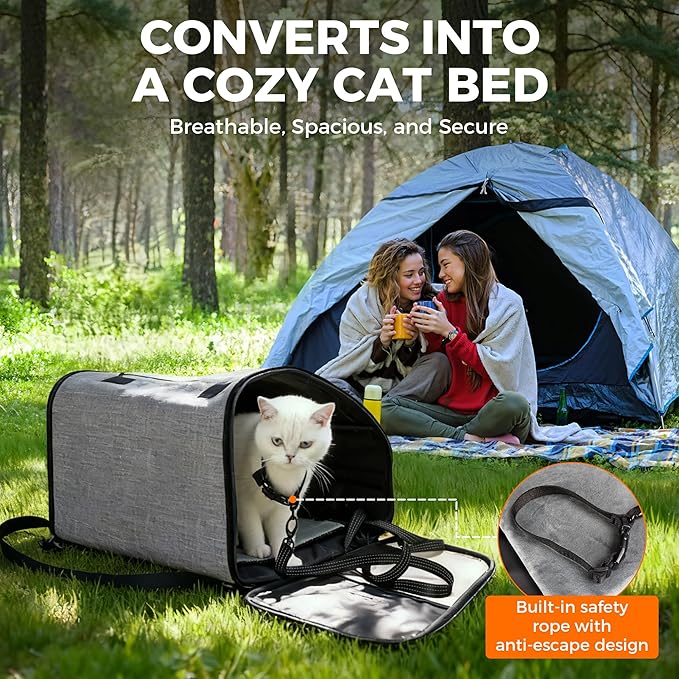 Pet Carrier for Cat - Stable Wide Base Cat Backpack Carrier with Airy Design, Escape-Proof Safety, Night Reflective & Multi-Pocket Storage