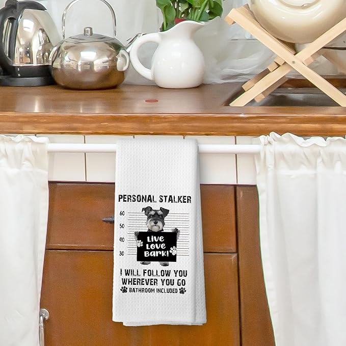 Funny Schnauzer Kitchen Dish Towels, Schnauzer Gifts for Women, Gifts for Dog Mom Dad Lovers Owner Hand Towels Kitchen Tea Towel Decorations, 16x24inch