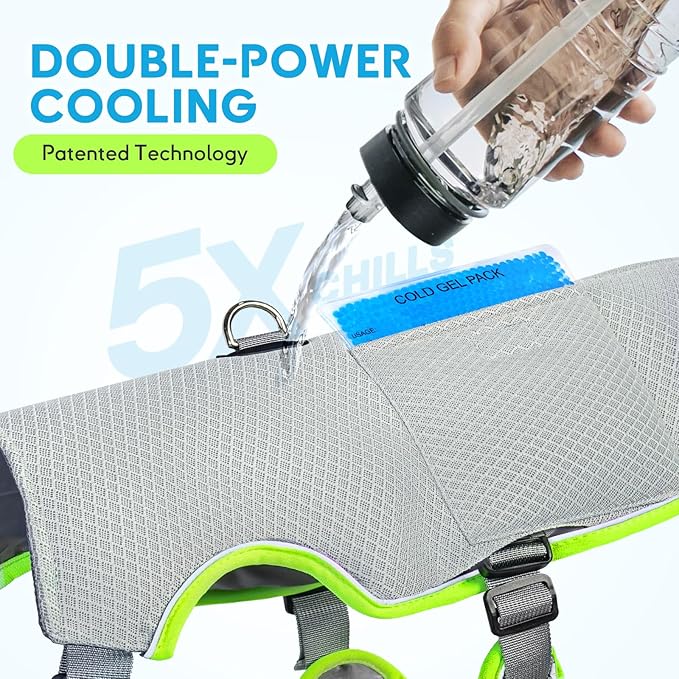 Mora Pets Dog Cooling Vest with Ice Pack Evaporation Cool Harness Adjustable Summer Shirt Pet Jacket for Hot Weather Fit Large Medium Small Dogs Bulldog Grey L