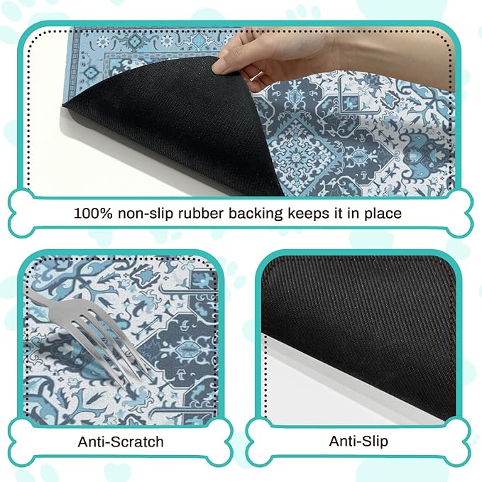 Pet Feeding Mat for Floors Waterproof Dog Mat for Food and Water Absorbent Quick Dry Non Slip mat for Cat Bowls
