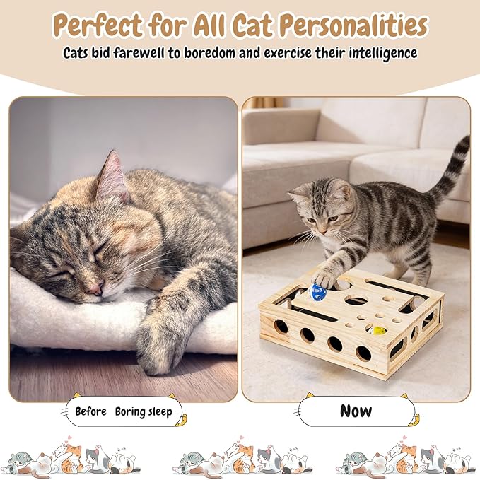2026 New Cat Nail File Enrichment Box, Cat Scratch Puzzle Enrichment Box with Sandpaper Inside, Fun Cats Indoor Scratching for Boxes Game - Stress Free Alternative to Clippers&Grinders for Indoor Cats