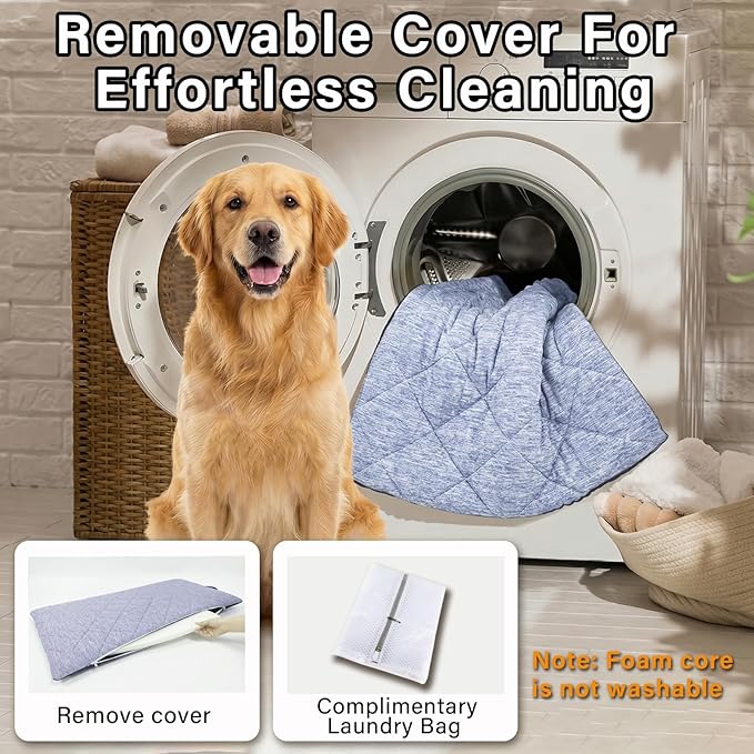 JoyBlooms Dog Bed for Car Back Seat, Dog Cooling Mat with 1.1in/2.8cm Thick Foam, Cooling Anti-Slip Washable Back Seat Pet Bed, 51.6in x 22.6in Fit on Backseat Extenders of SUVs and Small Trucks,Blue