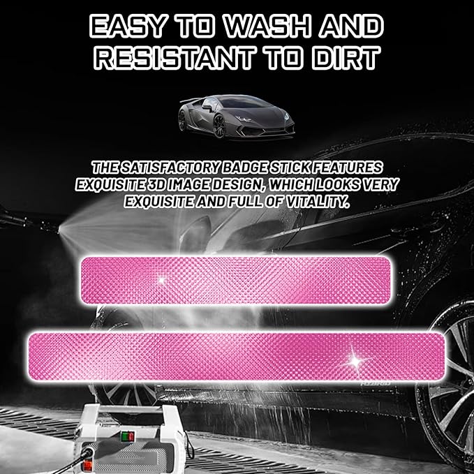 Pink Door Sill Guard Protector, 4PCS 3D Carbon Fiber Anti-Scratch Door Entry Edge Bumper Sill Scuff Plate Trim, Front/Rear Door Threshold Protector Cover Sticker Strips
