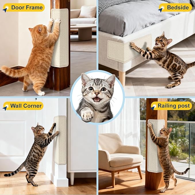 ENONCI Door Protector from Cat Scratching 19.6" x 7.8" Cat Wall Corner Scratcher, Anti Scratch Door Frame Furniture Protector for Indoor Cats
