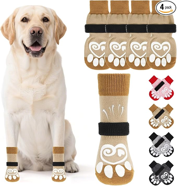 KOOLTAIL Dog Socks for Hot/Cold Pavement to Prevent Licking Paws,Dog Boots&Paw Protector for Hardwood Floors Anti Slip,Traction Control Booties for Small Medium Large Senior Dogs
