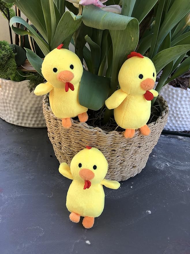 Glow Pups Chicken Dog Toys with Squeaker, Promotes Mental Stimulation, Soft Plush Dog Toy Material, 3" X 2", Cute Design, Relieves Boredom, 3 Pack of Replacement Chickens