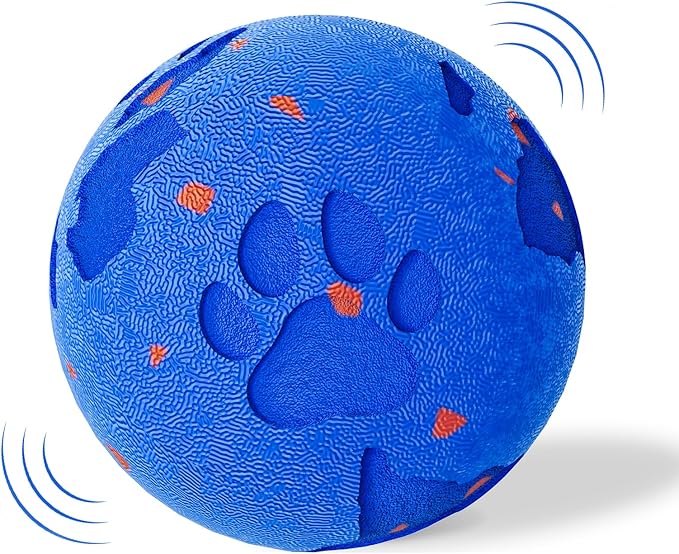 Smart Interactive Dog Toy Ball, Automatic Moving Rolling & Bouncing, Motion Activated E-TPU Dog Ball, Waterproof Chew Resistant for Medium & Large Dogs (Blue)