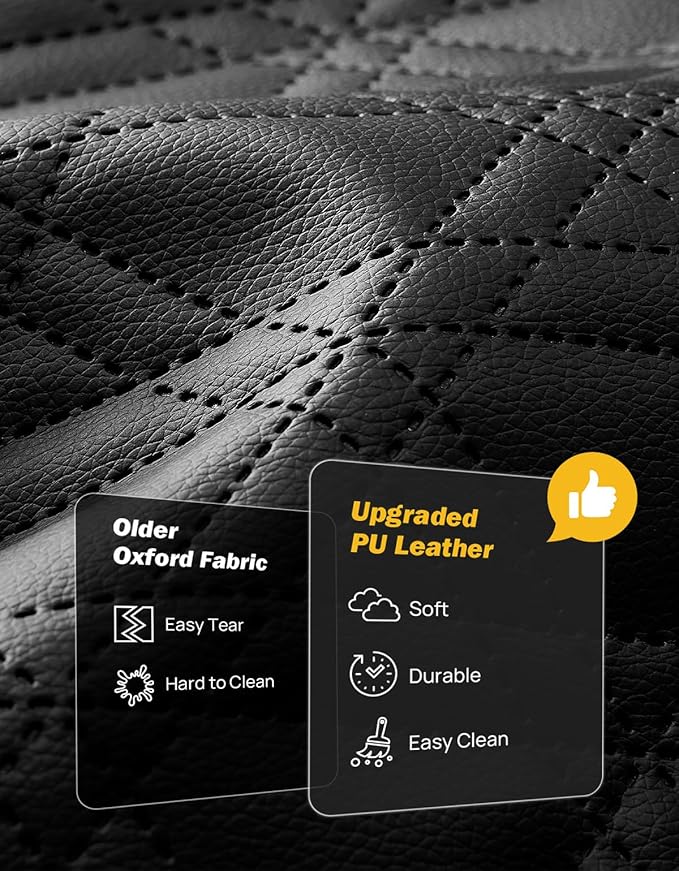 JOYTUTUS Back Seat Extender for Dogs, PU Leather Dog Car Seat Cover with Hard Bottom, Dog Hammock with Mesh Window, Dog Car Seat Cover for Full Size Truck&SUV, Holds 440 lbs
