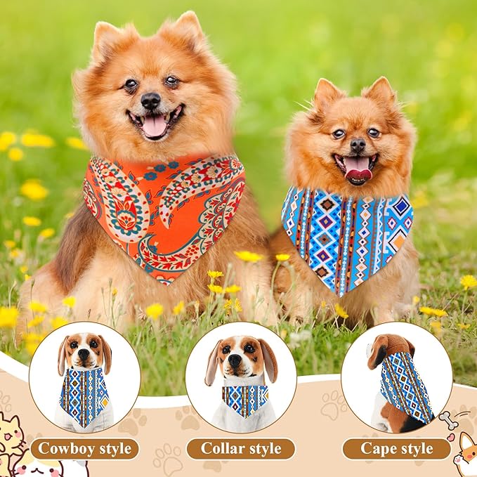 Sanwuta 72 Pcs Paisley Dog Bandana Bulk Washable Puppy Triangle Scarfs Cat Bandanas Soft Adjustable Cute Pet Triangle Bibs Accessories for Small Medium Dogs Cats Pets Costume