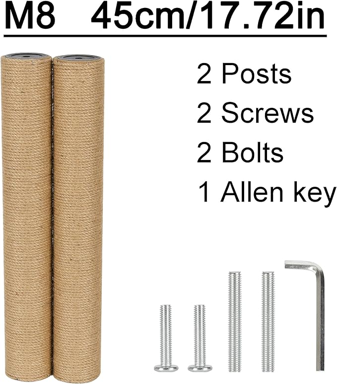 6.8cm 2.7in Diameter Cat Tree Scratching Post Replacement Jute (45cm/17.72in, M8)