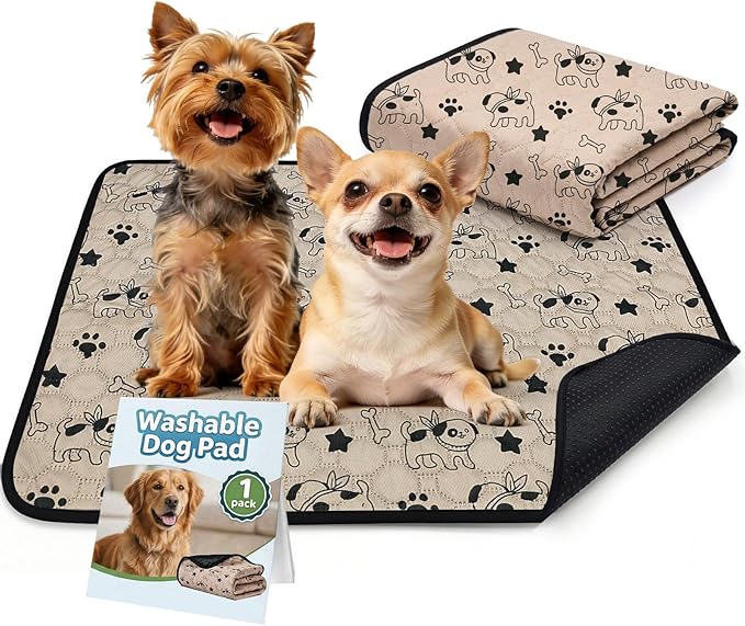 BAEJMJK Washable Dog Pee Pads 4-Layer Super Absorbent Puppy Training Pads Waterproof Non-Slip Leak-Proof Reusable Mats for Potty, Crate, Playpen & Travel(18"x24",Coffee 1-Pack)
