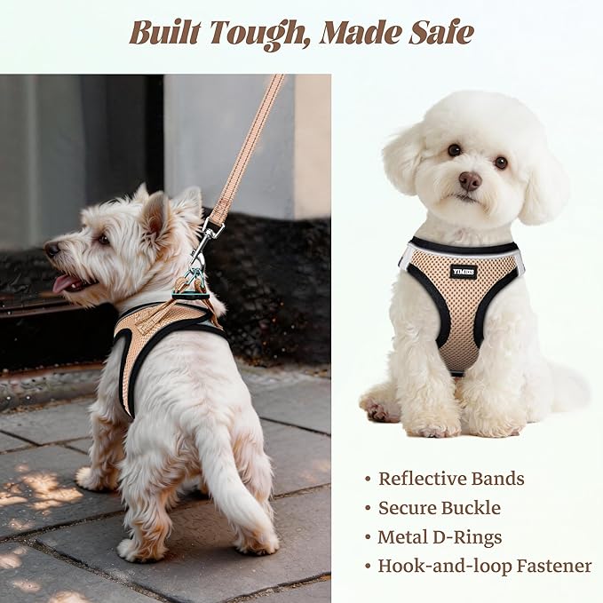 YIMEIS Dog Harness and Leash Set, No Pull Soft Mesh Pet Harness, Reflective Adjustable Puppy Vest for Small Medium Large Dogs, Cats (Flesh Pink, Small (Pack of 1)