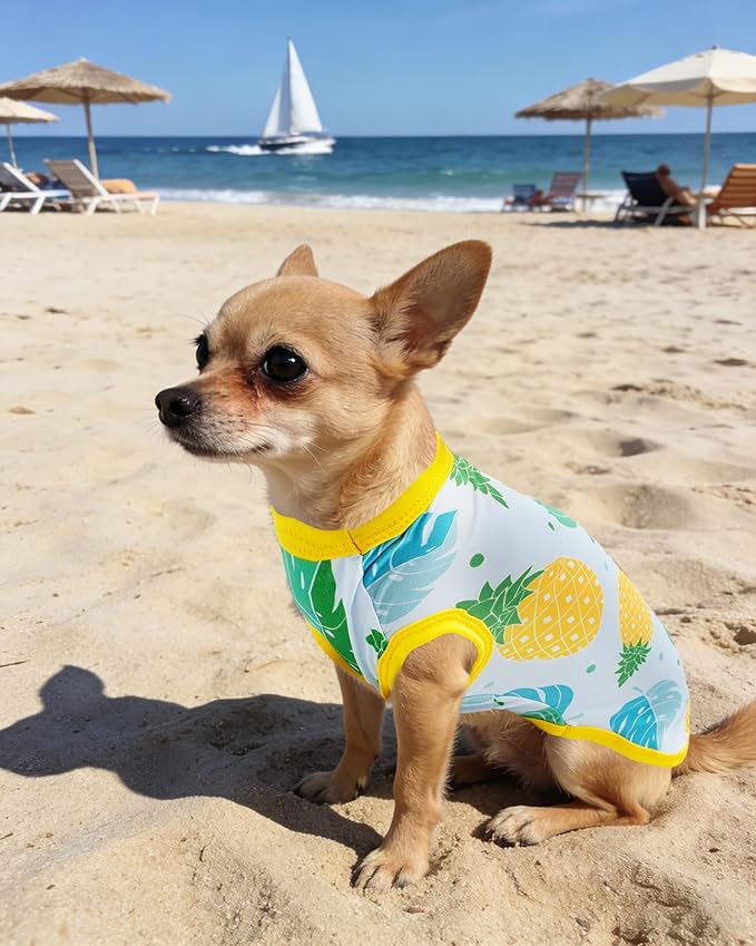 PET SHOW 4 Pack Summer Dog Shirts for Small Doggies Boy UPF 50+ UV Sun Protection Cooling Clothes Tank Top Shark Puppy Kitten Cats T-Shirts Pet Holiday Party Sleeveless Vest Blue(Small)