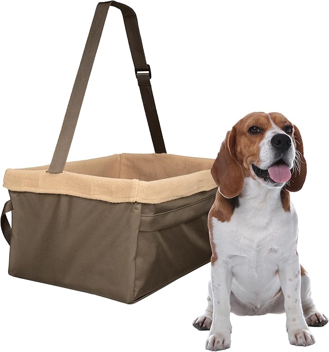 PetSafe Happy Ride Booster Seat Raised Dog Travel Seat Installs on Car Seats with a Headrest Safety Tether Machine Washable Folds Flat for Storage