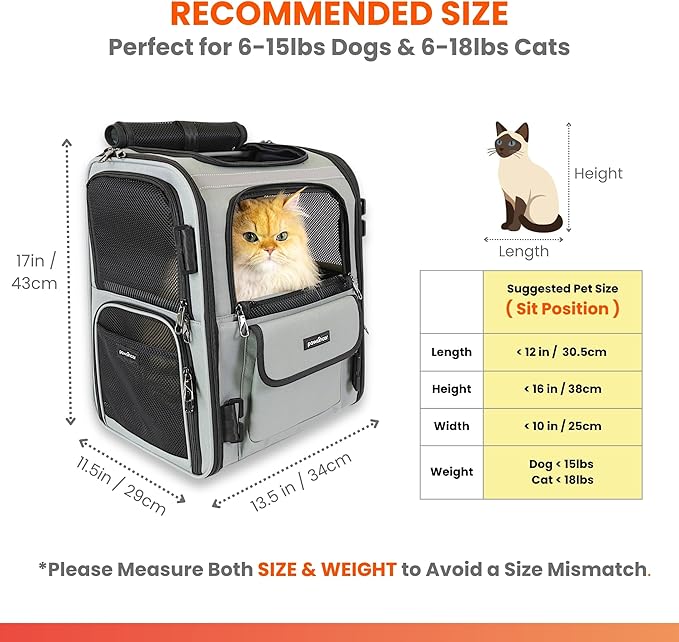 Crash-Tested Multi-Window Cat Backpack Carrier & Small Dog Car Seat | CPS Certified for Crash Protection & Safe Pet Travel | 4 Windows for Exploring, 4-Side Breathable, Zipper Lock, Foldable