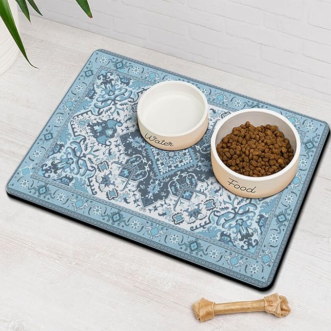 Pet Feeding Mat for Floors Waterproof Dog Mat for Food and Water Absorbent Quick Dry Non Slip mat for Cat Bowls