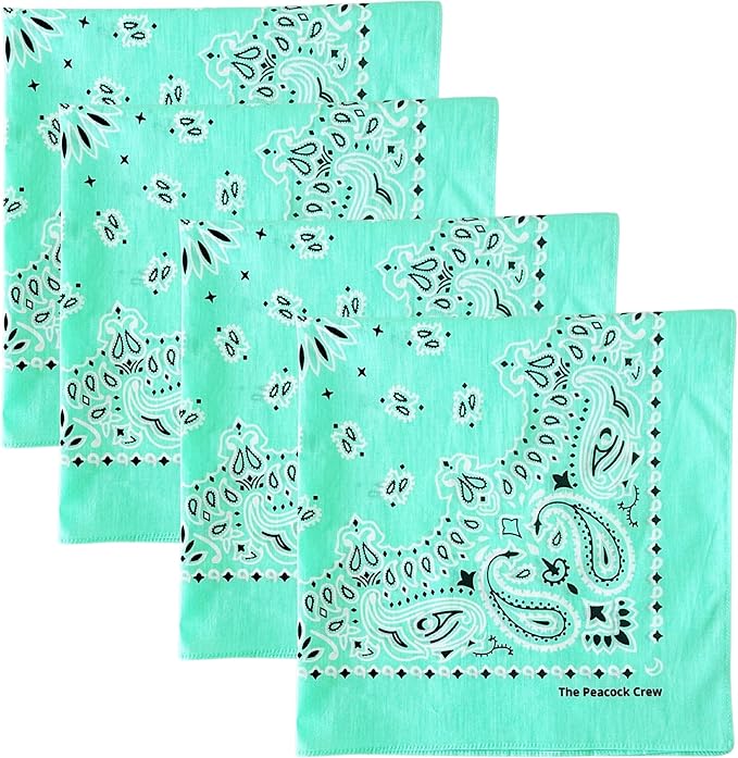 The Peacock Crew Premium Soft Cotton Bandanas Pack for Men and Women Paisley 22 x 22 inches