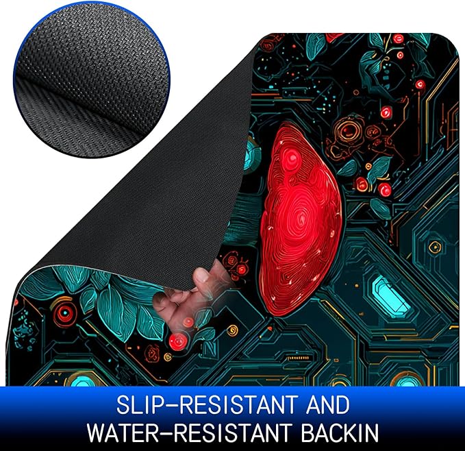 Dog Food Mat, 15.7" x 23.6" Absorbent Pet Feeding Mat for Food and Water, Waterproof Diatom Mud Pet Placemat with Non-Slip Rubber Backing, Cat Bowl Mat for Floors - Red Mushroom Machinery