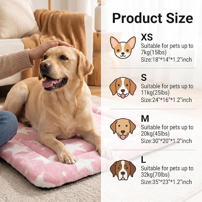 Cat & Dog Bed Mat - Reversible Dog Crate Bed Mats, Soft & Breathable Kennel Pad, Durable Crate Bed for Extra Small Dogs & Cats