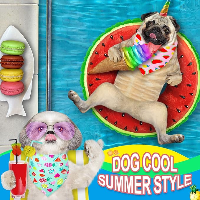 Eccliy 30 Pack Dog Bandanas Summer Bulk Fruit Dog Bandanas Adjustable Soft Triangle Scarf Washable Polyester Girl and Boy Pet Costume Bib with Fruit Patterns Medium Pet Grooming Accessories Spring