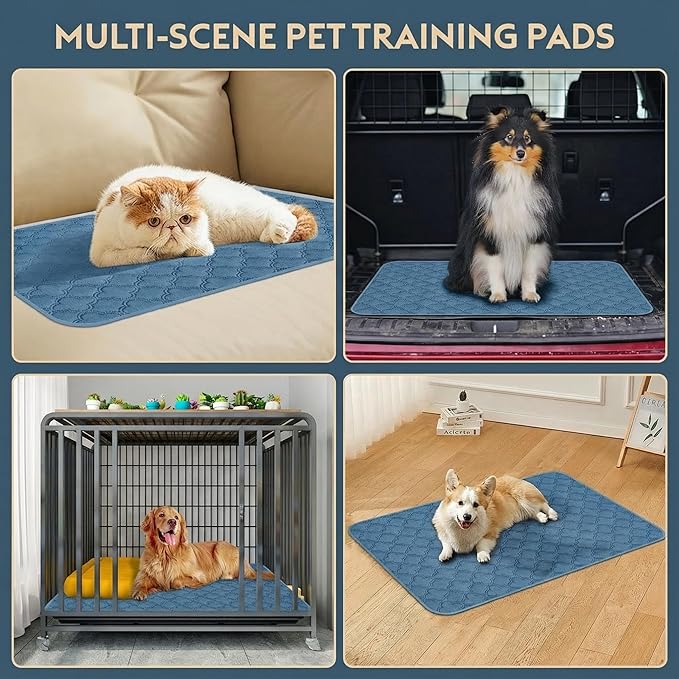 Washable Guinea Pig Cage Liner - 4 Pack Reusable Washable Pee Pads，Waterproof Guinea Pig Bedding for Small Animal - Rabbit Bunny Hamster Puppy (Blue, 24" X 47" - 4 Pack)